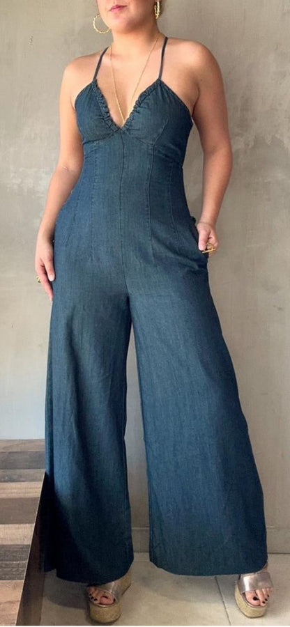 Denim Palazzo Jumpsuit