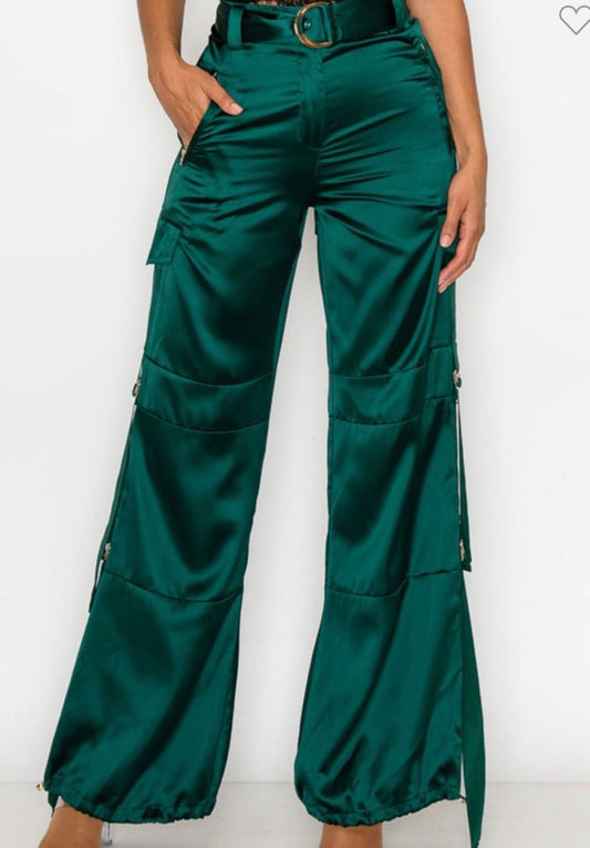 Satin Hunter Green Jumpsuit