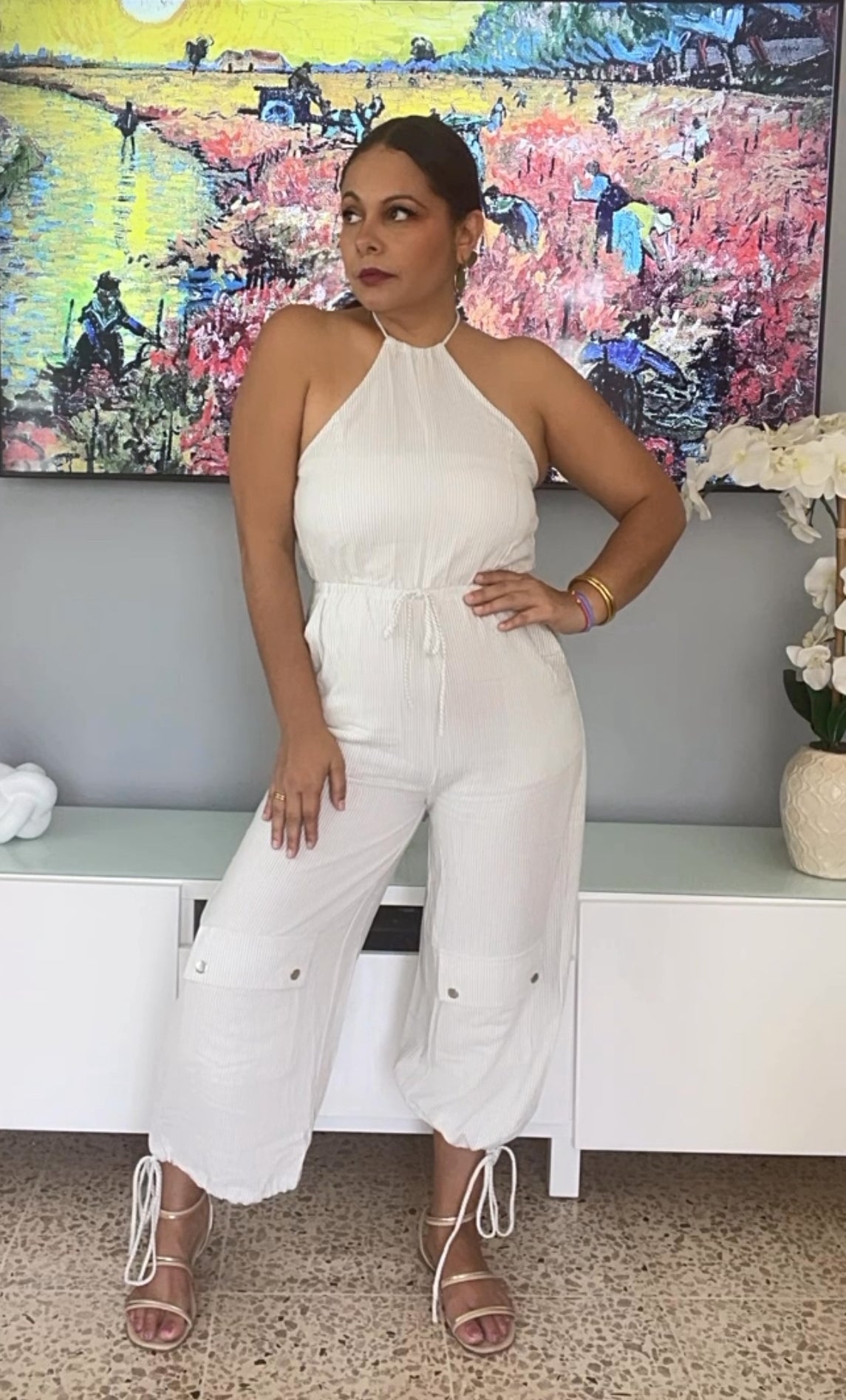 Valeria White Stripes Jumpsuit