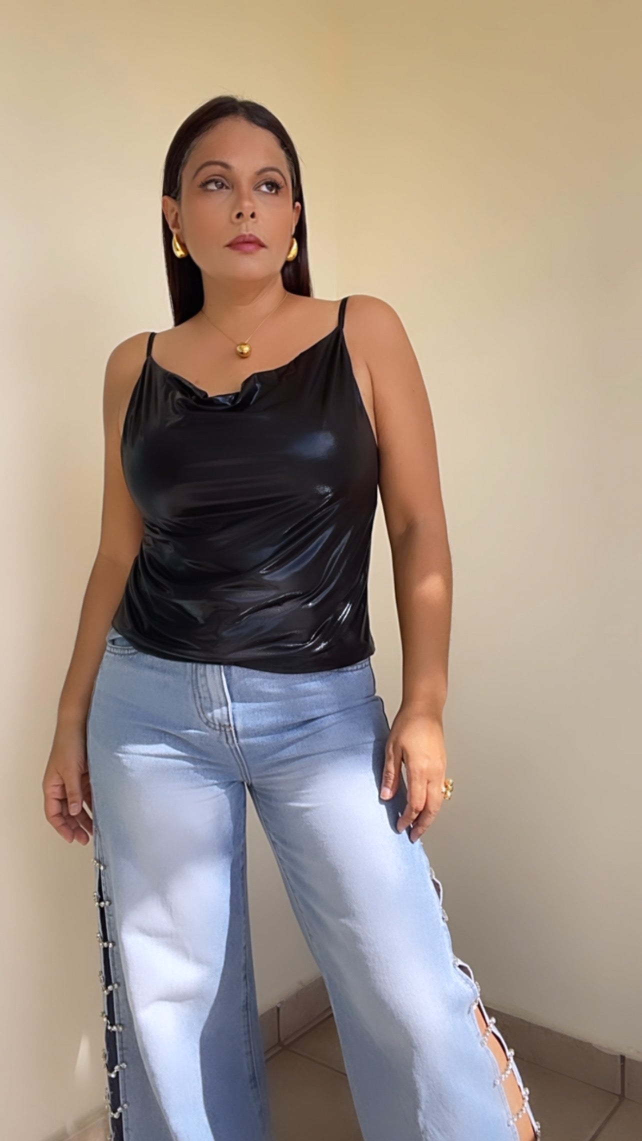 Night Metallic Top Black