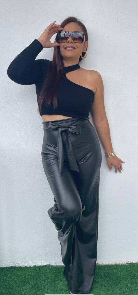 Black Faux Leather Pants